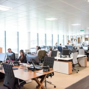 People working at desks in open office