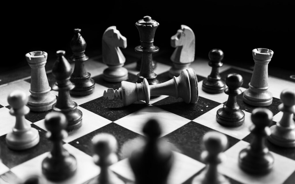 Chess pieces on board