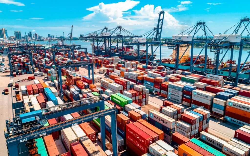 A large amount of containers are stacked on top of each other